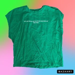 zara “art is what you make others see” muscle t-shirt with quote